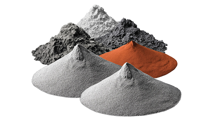 Various piles of powdered metal.