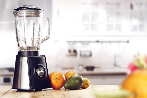 Blender on countertop.